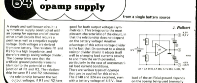 Symmetrical opamp supply - from a single battery source