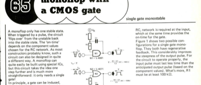 Monoflop with a CMOS gate - single gate monostable