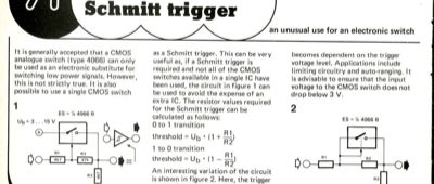 CMOS switch Schmitt trigger - an unusual use for an electronic switch