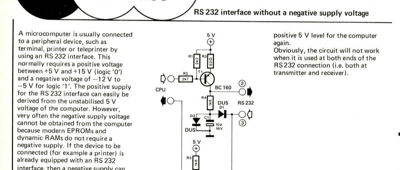 RS 232 interface - RS 232 interface without a negative supply voltage