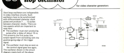 Stable start/stop oscillator - for video character generators