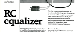 RC equalizer - frequency response equalisation for moving magnet cartridges