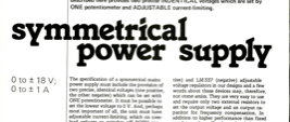 symmetrical power supply - 0 to ± 18 V; 0 to ± 1 A