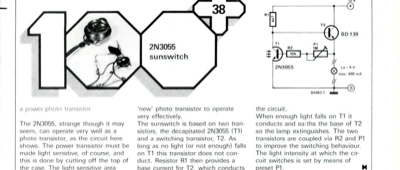 2N3055 sun switch - a power-photo transistor