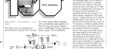sync separator - video signal + sync separator = sync signal