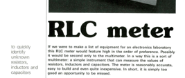 RLC meter - to quickly identify unknown resistors, inductors and capacitors