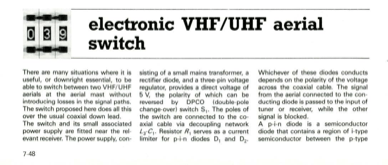 electronic VHF/UHF aerial switch