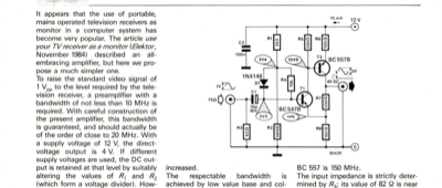 video amplifier for B/W television sets