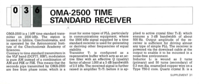 Oma-2500 Time Standard Receiver
