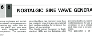 Nostalgic Sine Wave Generator