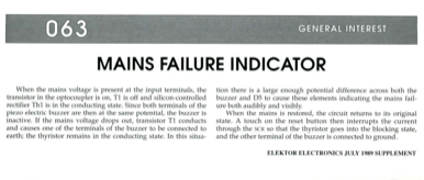 Mains Failure Indicator
