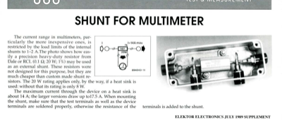 Shunt For Multimeter