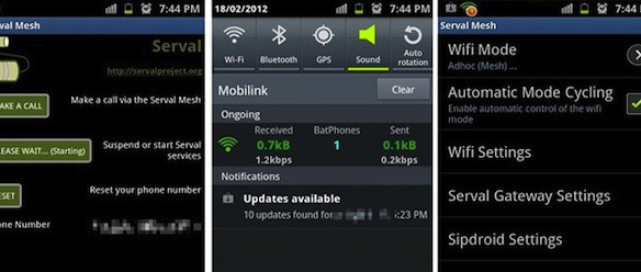 Serval Mesh: Operating Mobile Phones Without a Cellular Network