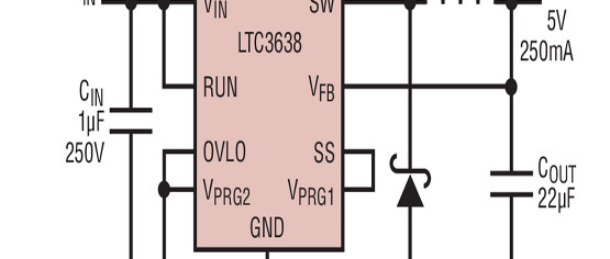 Convertisseur-abaisseur 250 mA sur une plage de 0,8 V à 140 V