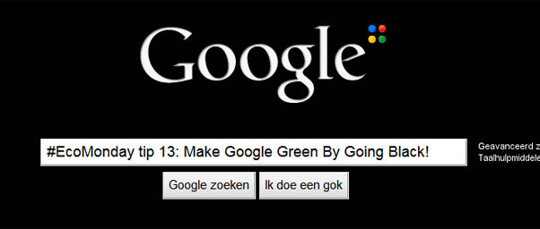 #EcoMonday tip 13: Make Google Green By Going Black!