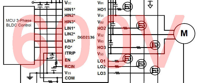 3-phase driver IC switches BLDC MOSFETs from 3.3V