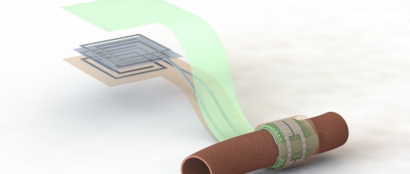 Wireless and battery-free biodegradable blood flow sensor