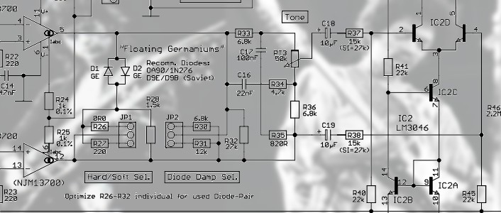 Build a guitar overdrive without opamps