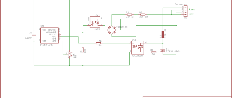 230V AC dimmer, mains isolated, using P12F629