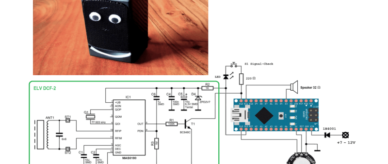 Motion triggered talking DCF77 clock