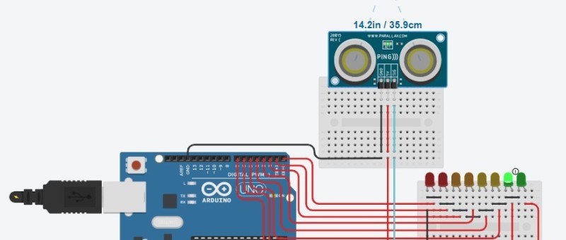 the value of ultrasonic sensor will be printed in led