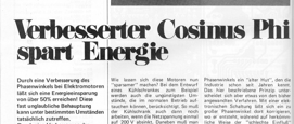 Verbesserter Cosinus Phi spart Energie (Betrachtung über Phasenverschiebung zw. Motorstrom und Spannung)