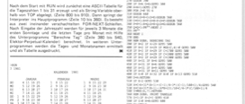 Basic-Kalenderprogramm (Software, Listing)