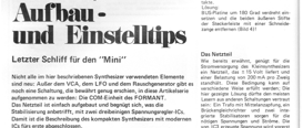 FORMANT-Synthesizer (Netzteil, COM-Stufe)