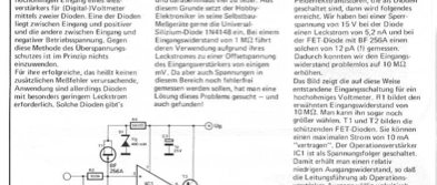 Überspannungsschutz für Messgeräte (10-Megohm-FETs statt Dioden)