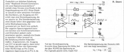 Generator für positive Dreieckspannung (auch Rechteckspannung symmetrisch +-)