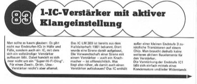 1-IC-Verstärker mit aktiver Klangeinstellung (LM389)