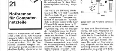 Notbremse für Computernetzteile (Überspannungsschutz, Thyristor)
