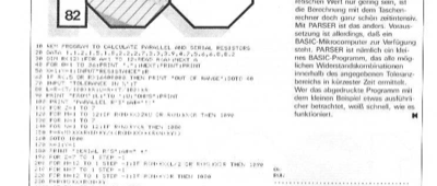 Parser (Basic-Programm, Widerstandskombinationen )