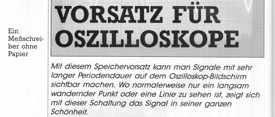 Digital-Speichervorsatz für Oszilloskope (Signale langer Periodendauer / Speichererweiterung im Oktoberheft)