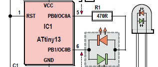Controlador AVR e 8051 para LEDs bicolores