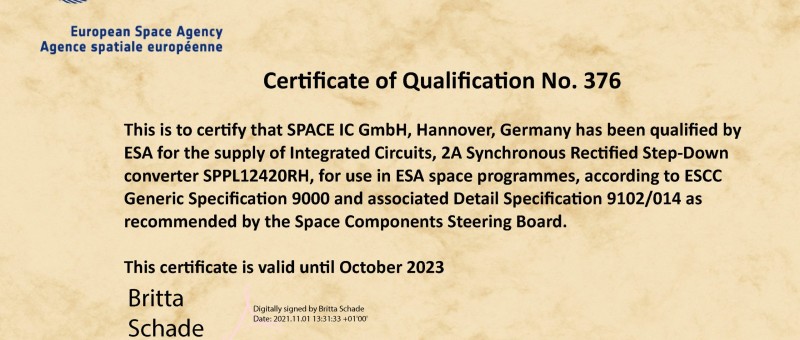 Space IC – ESCC Zertifizierung des Point-of-Load Konverter ICs