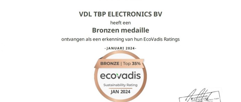 VDL TBP Electronics erhält die EcoVadis-Bronzemedaille