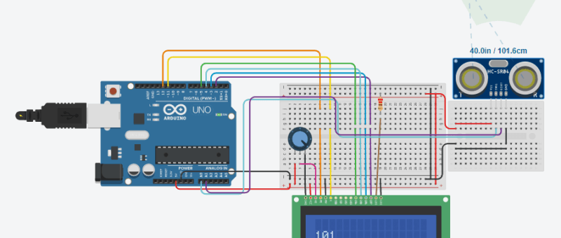 ultrasonic sensor value in lcd display with arduino