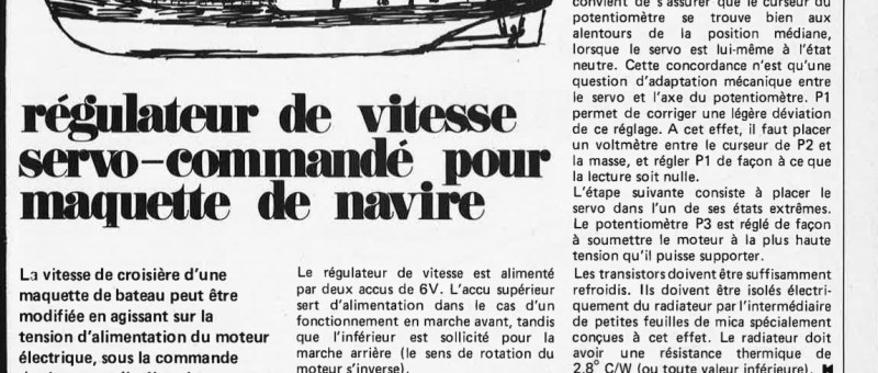 Régulateur de vitesse servo-commandé pour maquette de navire
