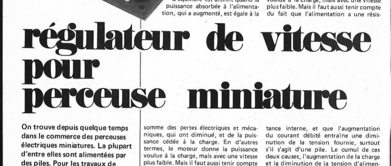 Régulateur de vitesse pour perceuse miniature