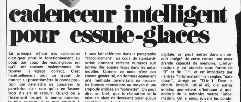 Cadenceur intelligent pour essuie-glace