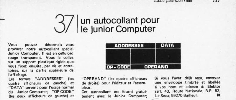 un autocollant pour le Junior Computer