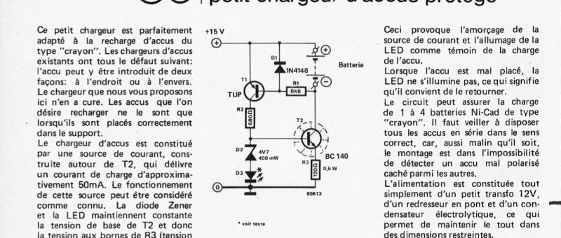 Petit chargeur d`accus protégé