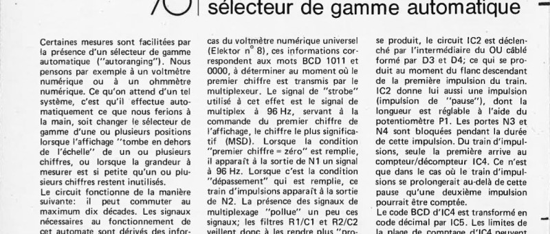 Sélecteur de gamme automatique
