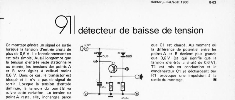 Détecteur de baisse de tension
