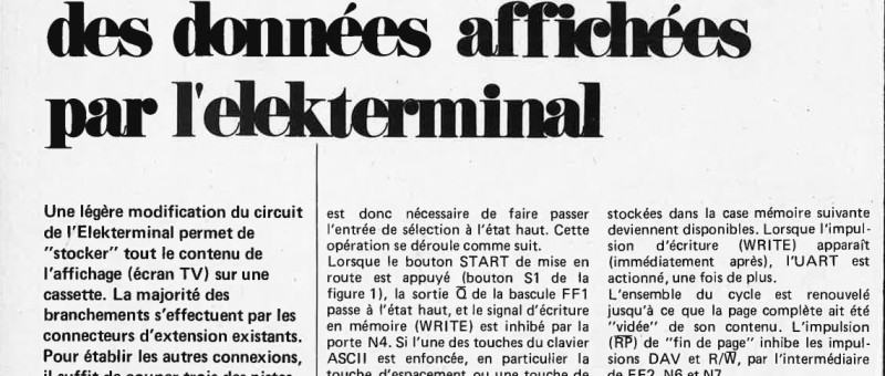 Mémorisation rapide des données de l`Elekterminal