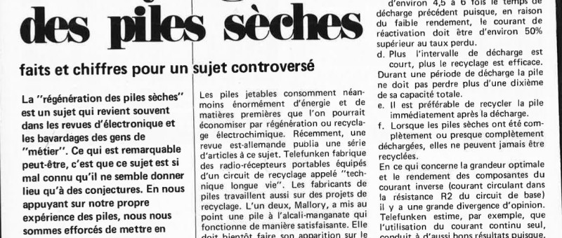 le recyclage des piles sèches