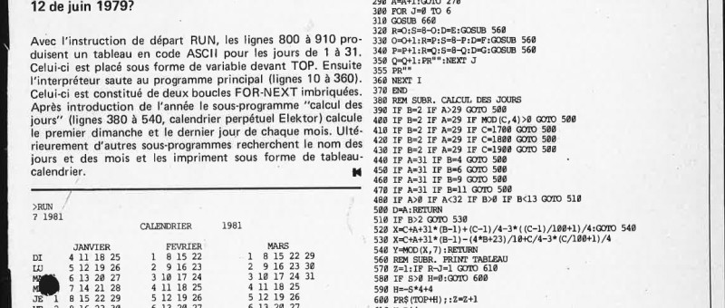 calendrier Basic