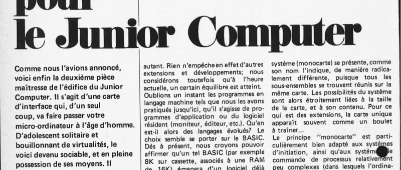 carte d`interface pour le Junior Computer