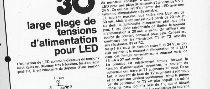 large plage de tensions d`alimentation pour LED